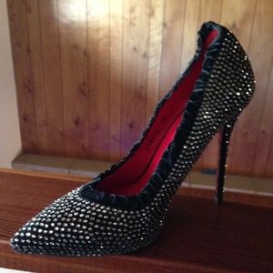 Cesare Paciotti Black Suede Crystal Pump